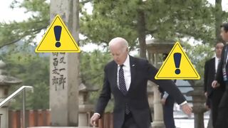 Joe Biden almost slipped and faceplanted but somehow caught himself