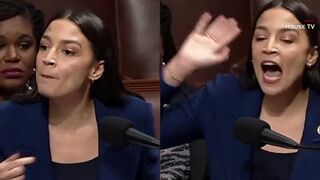 AOC throws temper tantrum, slamming notebook
