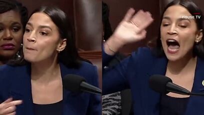 AOC throws temper tantrum, slamming notebook