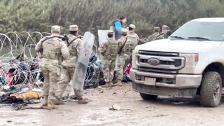 Texas Natl Guard uses RIOT SHIELDS to protect border from horde of migrants