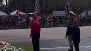 Trump walks outside to massive crowd cheering