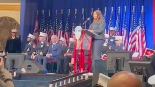 Letitia James' speech drowned out by Trump supporters