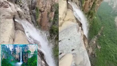 Hiker finds hidden pipe feeding China's tallest waterfall