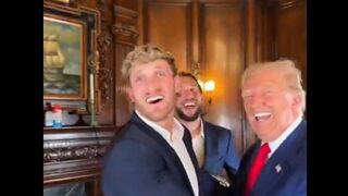 Trump can't contain his laughter in staredown with Logan Paul