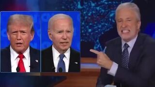 "This is America!!!!" - Jon Stewart FREAKS OUT over Trump and Biden debate