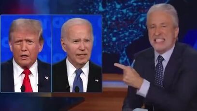 "This is America!!!!" - Jon Stewart FREAKS OUT over Trump and Biden debate