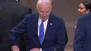 Joe Biden appears lost in the crowd, seemed confused at times