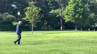 Joe Biden takes a long walk