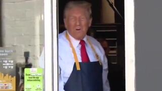 Trump dons an apron while working at McDonalds
