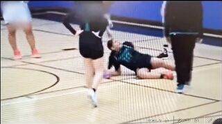 Giant male injures 3 girls during basketball game, coach throws in the towel