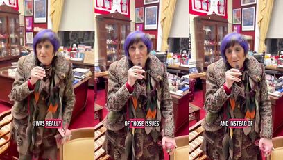 DeLauro seems miserable as she complains about Trump's speech