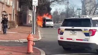 ICE van caught on fire in Philadelphia