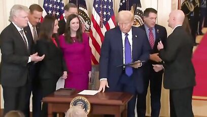 'I don’t think this is the appropriate time' - Trump puts reporter in check while signing Laken Riley Act
