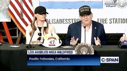 Guy takes Karen Bass' microphone away during talks with Trump