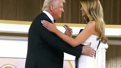 Melania Trump stuns in beautiful dress, dancing with Donald