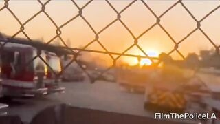 LAFD repair yard filled with vehicles waiting to be worked on
