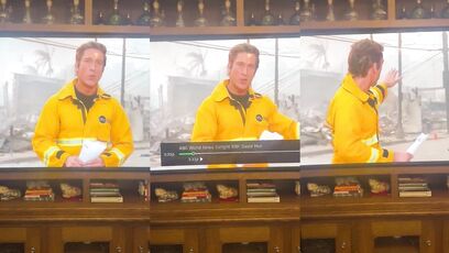 David Muir uses clothespin on raincoat