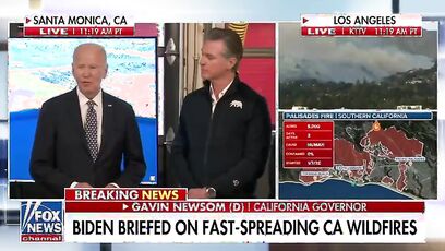 Biden announces he's a great grandfather during segment on CA wildfires