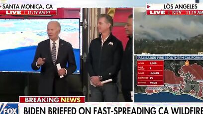 Biden announces he's a great grandfather during segment on CA wildfires