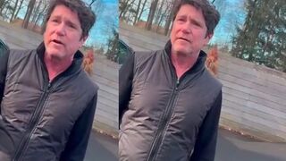 Man caught vandalizing Tesla in person