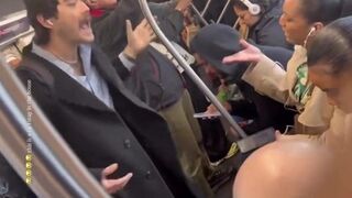 Shouting match on train gets LOUD, woman meets her match