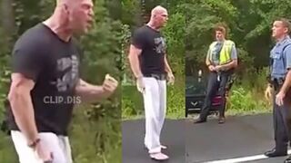 Massive dude has tiny cop SHAKING in his work boots