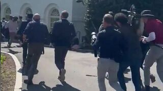 Media runs frantically chasing Trump en route to surprise press conference