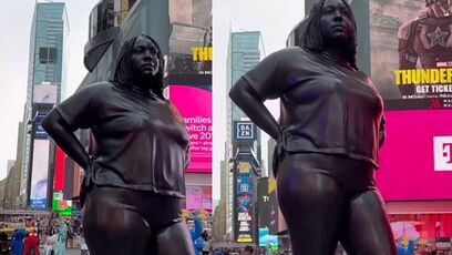 New Times Square statue draws negative reactions