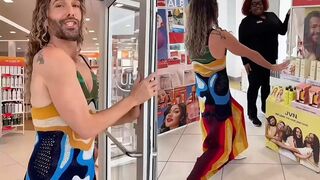 Beauty store faces boycotts for showcasing a bearded man in a dress
