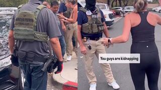 Yoga Pants Karen interferes with ICE making arrest