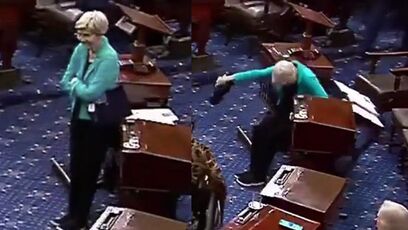 Elizabeth Warren falls on the Senate floor, Ted Cruz rushes to help her