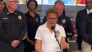 Karen Bass confronted for facilitating human trafficking by letting illegals invade LA