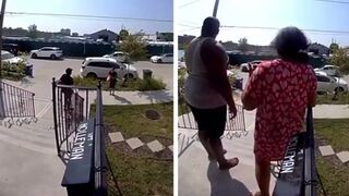 Package thief thug stalks delivery driver on someone's porch