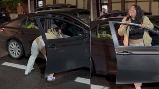 Woman harasses ICE by twerking, meanwhile her kid is in back seat embarassed