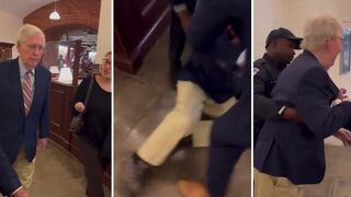 Senator Mitch McConnell faceplants while reporter stalks him