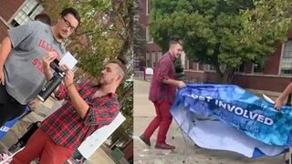 Illinois State University teaching assistant Derek Lopez ARRESTED for overturning a TPUSA table display