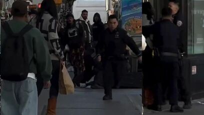 Woman trips NYPD officer pursing suspect, then FINDS OUT the hard way