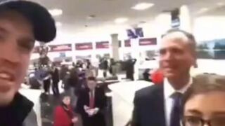 Ben Bergquam reads TREASONOUS Adam Schiff his constitutional rights in Dunkin Donuts