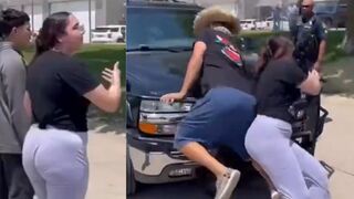 Chaos Erupts as Protesters Leap in Front of ICE Vehicle During Tense Standoff