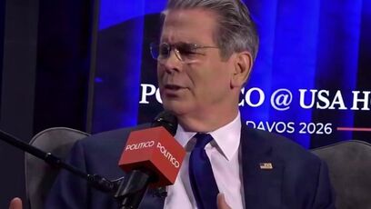 Bessent on Newsom: "In over his hairdo... brain the size of a walnut... brought kneepads for Soros"