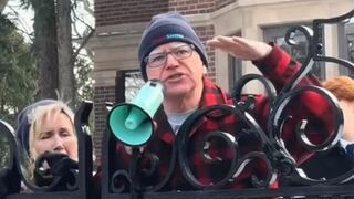 Tim Walz climbing on the gate of his mansion inciting violence against ICE