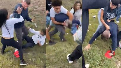 Grown man gets beat up by group of high school kids on an ICE protest