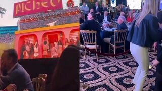 Guess what was on TV during Trump's golf club viewing of SB?