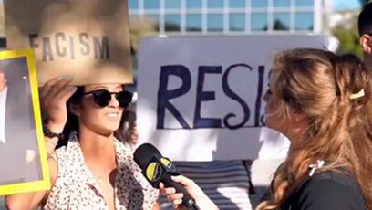 Woman calling people fascist, but can't explain what it means