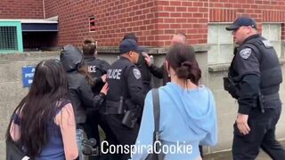 Lunatic leftist throws a punch, then cops show up and it's LIGHTS OUT