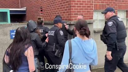 Lunatic leftist throws a punch, then cops show up and it's LIGHTS OUT