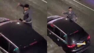 Guy smashes cars with machete in England, finds out the hard way