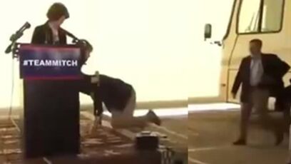 Mitch McConnell can't even walk for himself, he needs to be kicked out of govt