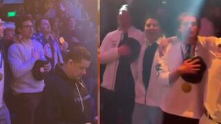 Men's USA hockey team sings National Anthem at Miami nightclub