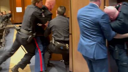 Senator Sheehy just SNAPPED a Marine's arm